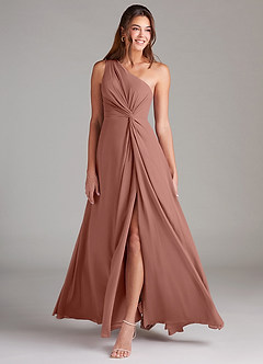 Azazie Brooke Bridesmaid Dresses Cedar Rose A-Line One Shoulder Chiffon Dress image3