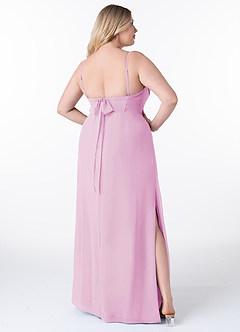 Azazie Mai Bridesmaid Dresses Candy Pink Sheath Pleated Chiffon Dress image9