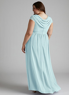 Azazie Organa Final Sale Sea Glass A-Line Pleated Chiffon Dress image10
