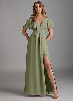 Azazie Zaniah Bridesmaid Dresses Pistachio A-Line Chiffon Dress image1