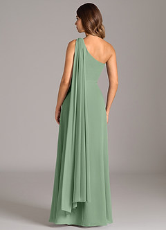 Azazie Tella Bridesmaid Dresses Matcha A-Line One Shoulder Chiffon Dress image6