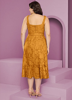 Barbie ♥ Azazie Bridesmaid Dresses Butterscotch A-Line with Pockets Floral Burnout Dress image11