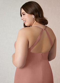 Azazie Becca Bridesmaid Dresses Cedar Rose Sheath V-Neck Chiffon Dress image11