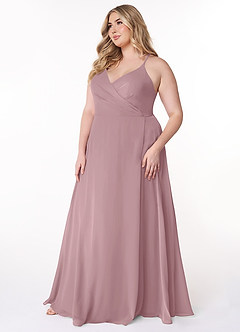 Azazie Davis Bridesmaid Dresses Dusty Rose A-Line V-Neck Chiffon Dress image9