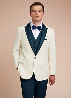 front Adrian Dark Navy Shawl Lapel Structured Stretch Tuxedo Jacket