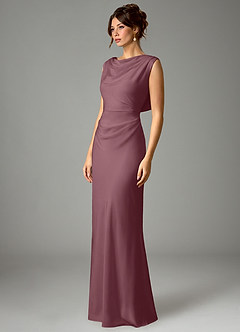 Azazie Kieryn Bridesmaid Dresses Amethyst Mermaid Pleated Stretch Satin Dress image5