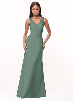 Azazie Nala Bridesmaid Dresses Eucalyptus A-Line Pleated Chiffon Dress image1