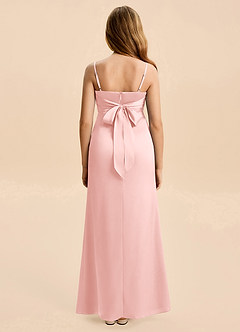 Azazie Christen Junior Powder Pink Sheath Pleated Stretch Satin Dress image5