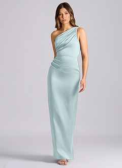 Azazie Akilah Brudtärnklänningar Klä av Sjöjungfru i Stretch Satin Ena axeln Dimma image4