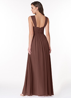 Azazie Zapheira Bridesmaid Dresses Espresso A-Line Ruched Chiffon Dress image2