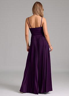 Azazie Vini Bridesmaid Dresses Grape A-Line Pleated Stretch Satin Dress image6