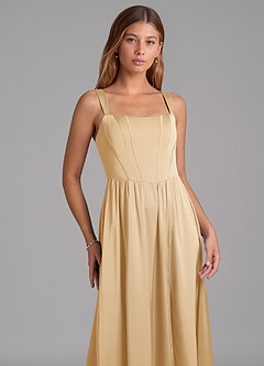 Azazie Rosaline 신부 들러리 드레스 A라인 사이드 슬릿 스트레치 새틴 바닥 길이 드레스 image6