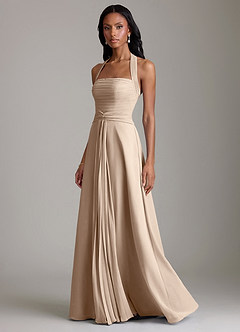 Azazie Clarisa Bridesmaid Dresses Taupe A-Line Pleated Chiffon Dress image6