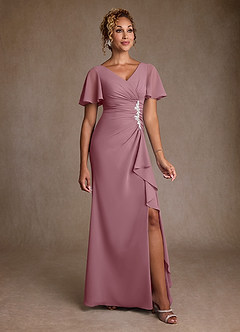 Azazie Suffolk Mother of the Bride Dresses Vintage Mauve A-Line Pleated Chiffon Dress image1