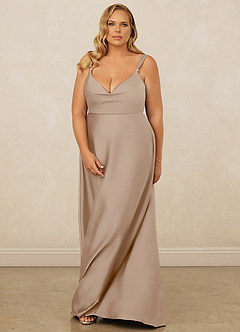Christian Siriano Bridal for Azazie 1001 Bridesmaid Dresses Taupe A-Line Sweetheart Neckline Stretch Satin Dress image15