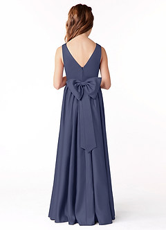 Azazie Hathaway Junior Stormy A-Line Bow Matte Satin Dress image2