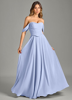 Azazie Chelsey Abiti da Damigella Abito Convertibile A-Line in Chiffon a Spalla Scoperta Ghiaccio image5