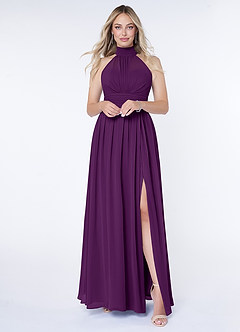 Azazie Iman Bridesmaid Dresses Grape A-Line A-Line Ruched Chiffon Dress image1