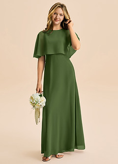 Azazie Maris Junior Abito A-Line in Chiffon Oliva image1