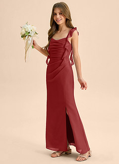 Azazie Jessamine Junior Rust Mermaid Sweetheart Neckline Chiffon Dress image6