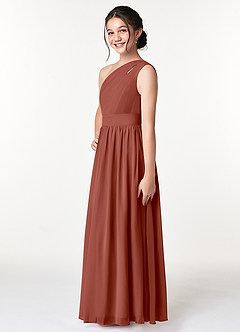 Azazie Molly Junior Amethyst A-Line Pleated Chiffon Dress image4