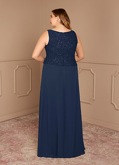 Azazie Cornelia Mother of the Bride Dresses Dark Navy Sheath Square Neckline Sequins Chiffon Dress image23