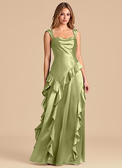 Azazie Sloane Bridesmaid Dresses Pistachio A-Line Sweetheart Neckline Metallic Satin Dress image5