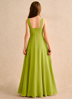 Azazie Makani Girls Formal Robe Demoiselle D'honneur Fillette Robe Trapèze en Mousseline de soie Encolure en Forme de Cœur Citronnelle image2