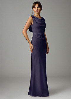 Azazie Kieryn Bridesmaid Dresses Stormy Mermaid Pleated Stretch Satin Dress image4