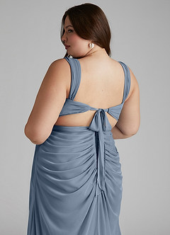 Azazie Jesaphine Robes de demoiselle d'honneur Robe Fourreau en Maille Ruché Violet Crépusculaire image7