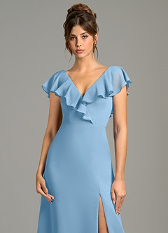 Azazie Kimmy Bridesmaid Dresses Steel Blue A-Line Ruched Chiffon Dress image6
