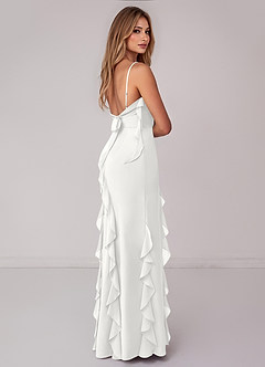 Azazie Malia Bridesmaid Dresses White Sheath Ruched Chiffon Dress image5