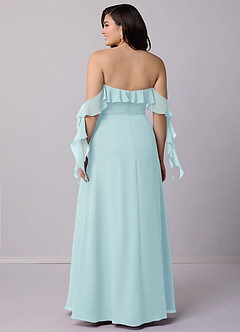 Barbie ♥ Azazie Bridesmaid Dresses Sea Glass A-Line Off the Shoulder Chiffon Convertible Dress image9