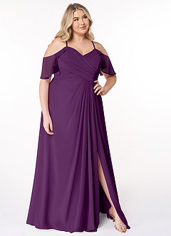 Azazie Dakota Abiti da Damigella Abito A-Line in Chiffon con Scollo a V a Pieghe Uva image9
