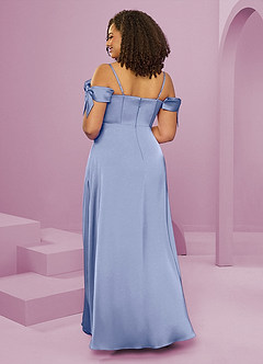Barbie ♥ Azazie Robes de demoiselle d'honneur Robe Trapèze en Satin extensible Épaule décolletée Eis image9