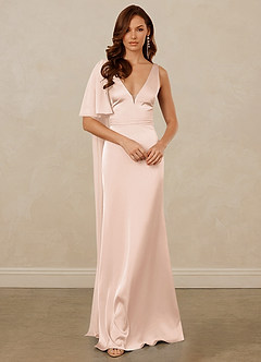 Christian Siriano Bridal for Azazie 1011 Bridesmaid Dresses Blushing Pink Mermaid Bow Stretch Satin Dress image3