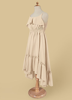 Azazie Karmen Flower Girl Dresses Champagne A-Line Ruched Chiffon Dress image8