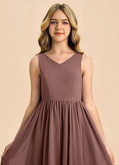 Azazie Hathaway Junior Espresso A-Line Bow Chiffon Dress image6