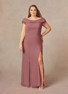 Azazie Cupid Kleider für die Brautmutter A-Linie Bootshals Spitze Chiffon Kleid Wüstenrose image6