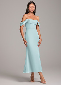 Azazie Saige Bridesmaid Dresses Mist Sheath Off the Shoulder Chiffon Convertible Dress image4