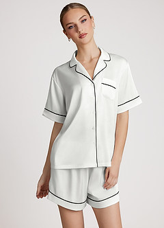 front Pyjama-Set mit Satin-Kontrastpaspelierung