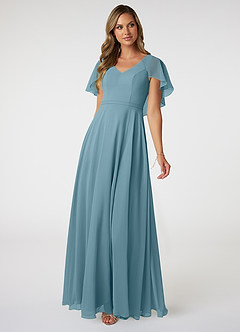 Azazie Jamie Bridesmaid Dresses Moody Blue A-Line Chiffon Dress image1