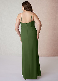 Azazie Tayla Bridesmaid Dresses Olive Sheath Square Neckline Chiffon Dress image7