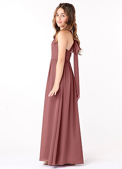 Azazie Jaylah Junior Amethyst A-Line Ruched Chiffon Dress image3
