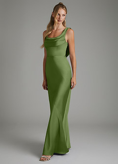Azazie Elena Bridesmaid Dresses Juniper Mermaid Pleated Stretch Satin Dress image4