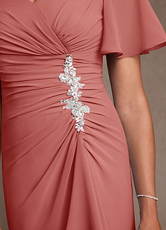 Azazie Suffolk vestidos de madre de la novia Vestido de Rosa Antigua de Gasa de Corte en A con Plisado image5