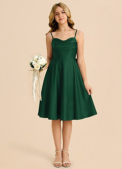 Azazie Bear Junior Dark Green A-Line Sweetheart Neckline Stretch Satin Dress image6