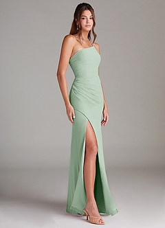Azazie Eren Bridesmaid Dresses Agave Sheath One Shoulder Chiffon Dress image4
