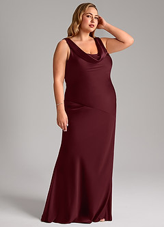 Azazie Rylina Brautjungfernkleider Meerjungfrau-Linie Stretch-Satin Kleid Cabernetrot image10