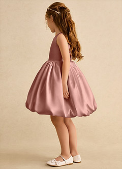 Azazie Nirvana vestidos de niña de las flores Vestido de Rosa De Cedro de Satin Mate de Princesa con Volante image4